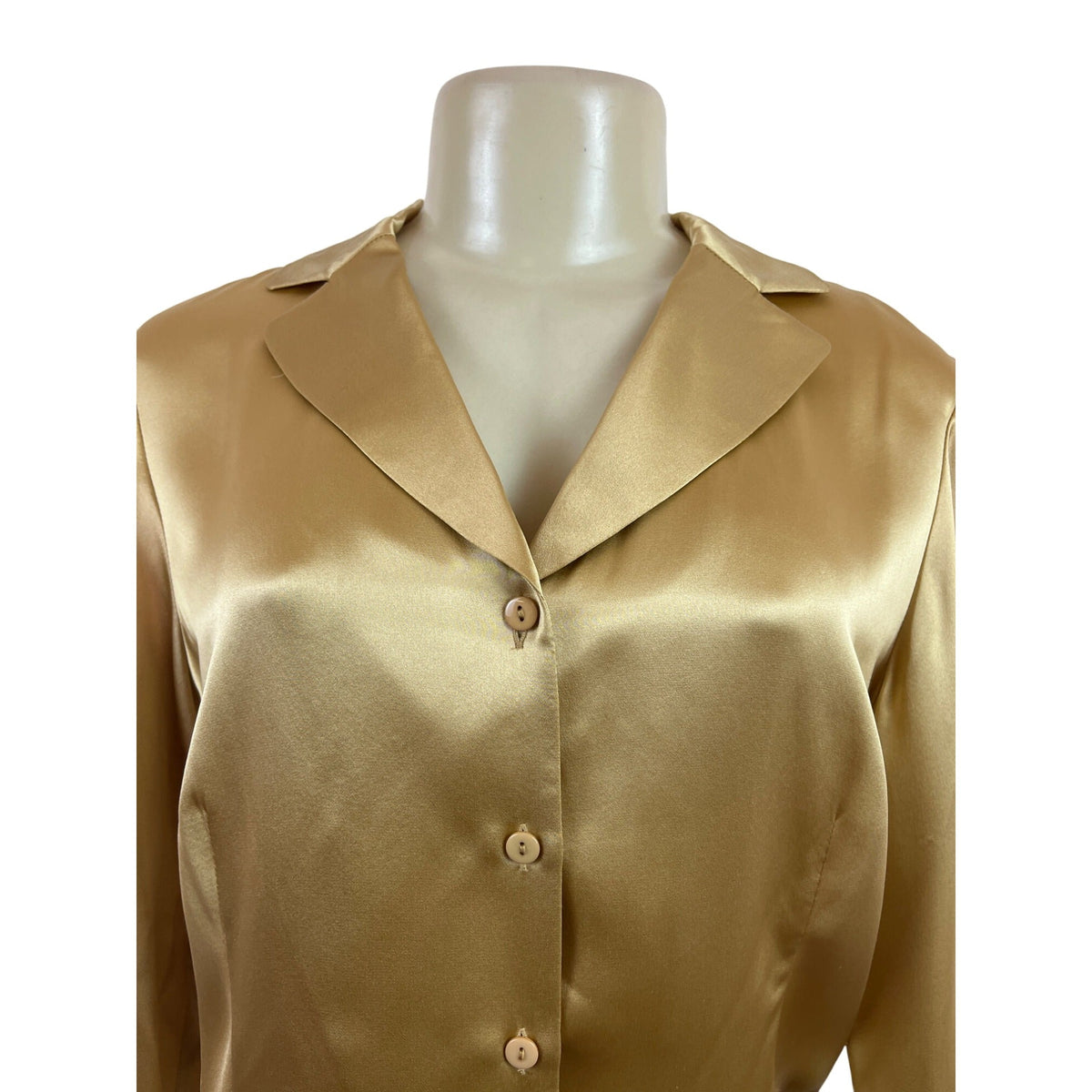 Studio 148 By Lafayette 148 Women’s Gold Satin Button-Up Blouse Size 6 - New