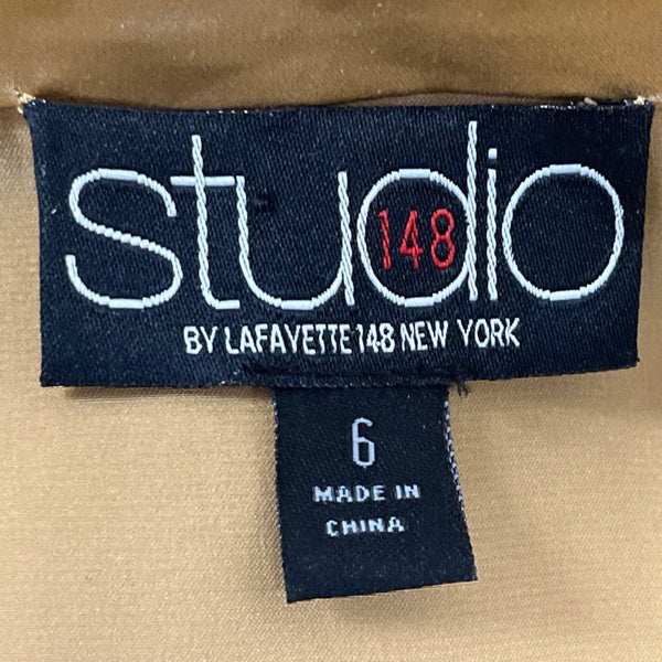 Studio 148 By Lafayette 148 Women’s Gold Satin Button-Up Blouse Size 6 - New