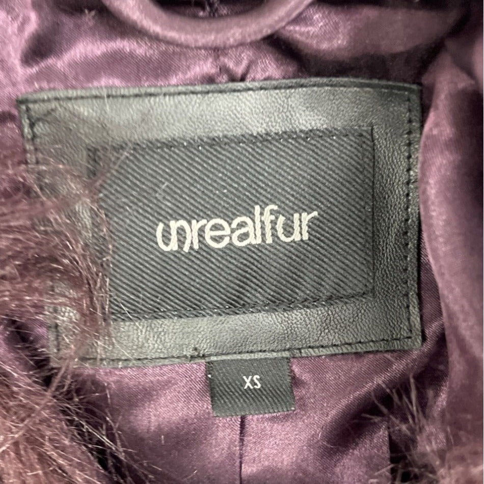 Unreal Fur Womens Faux Fur Coat In Plum Purple Size XS