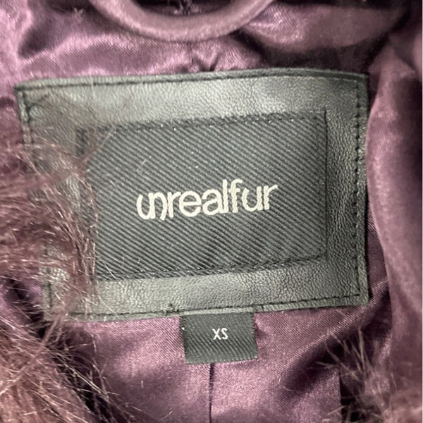 Unreal Fur Womens Faux Fur Coat In Plum Purple Size XS