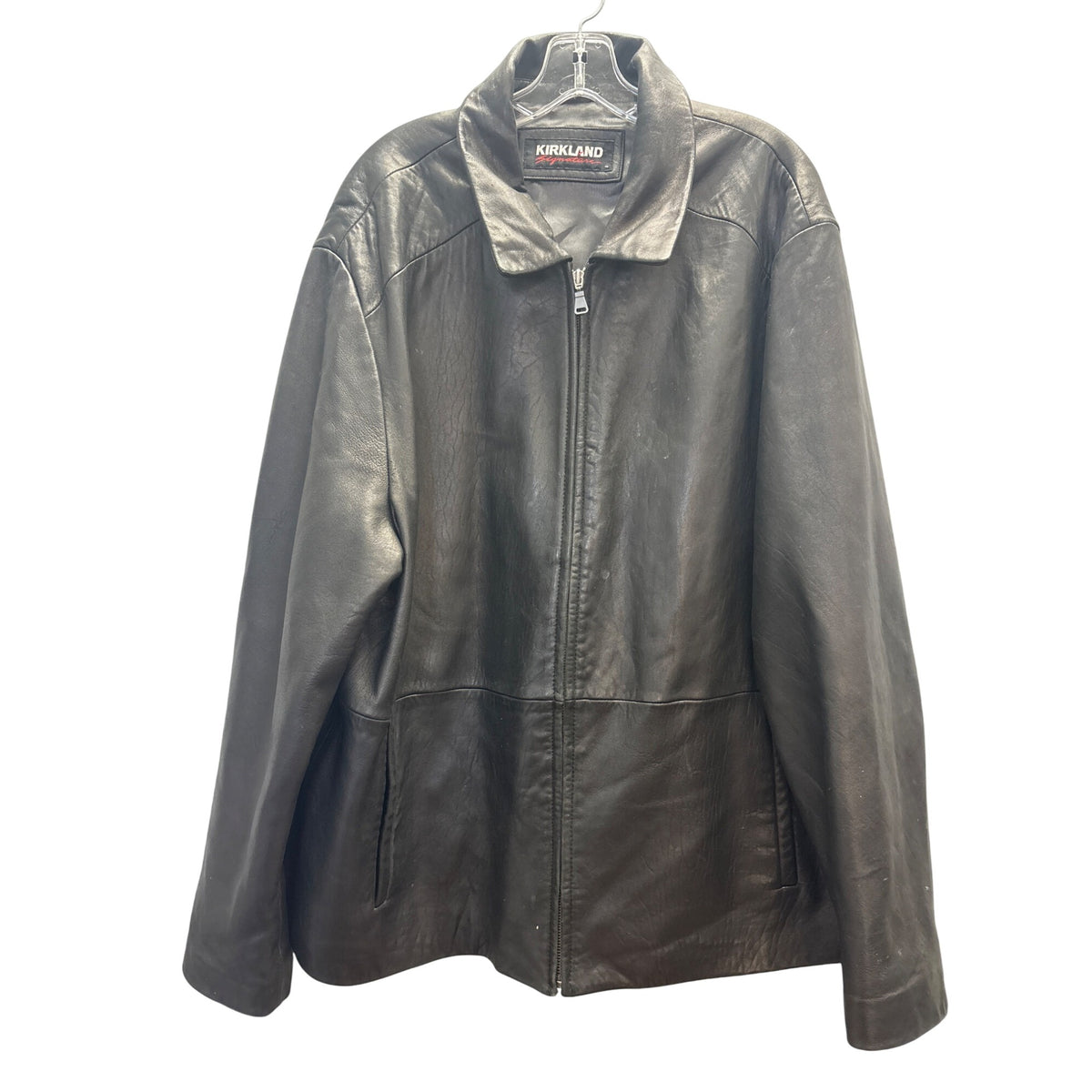 Kirkland Mens Black Leather Jacket Full Zip Signature Collection XXL Coat