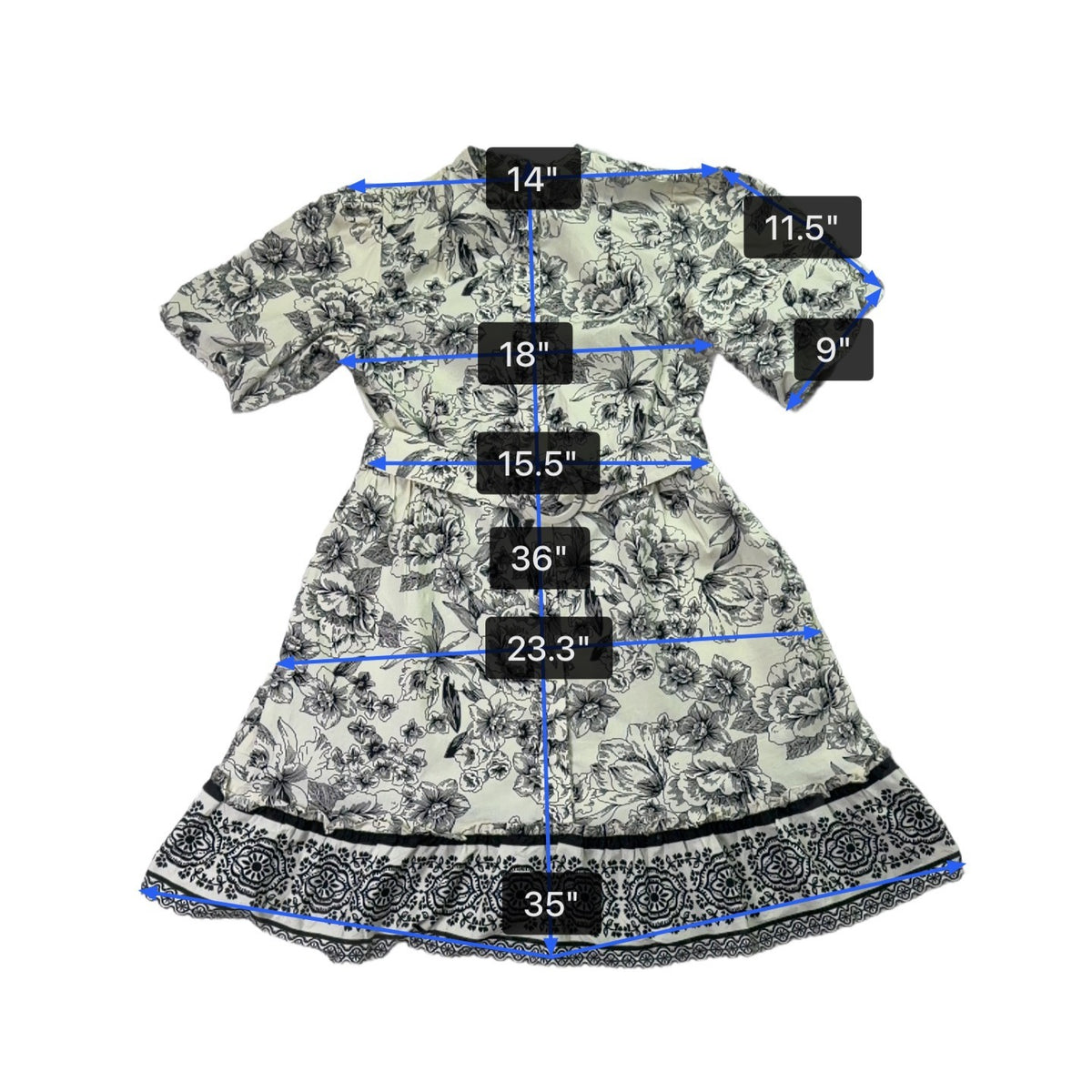 Joie Black & White Floral Dress Polyester/Button-Down/Tie Belt/Has Pockets Sz 4