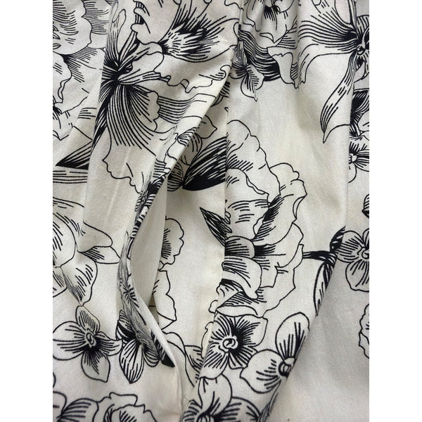 Joie Black & White Floral Dress Polyester/Button-Down/Tie Belt/Has Pockets Sz 4