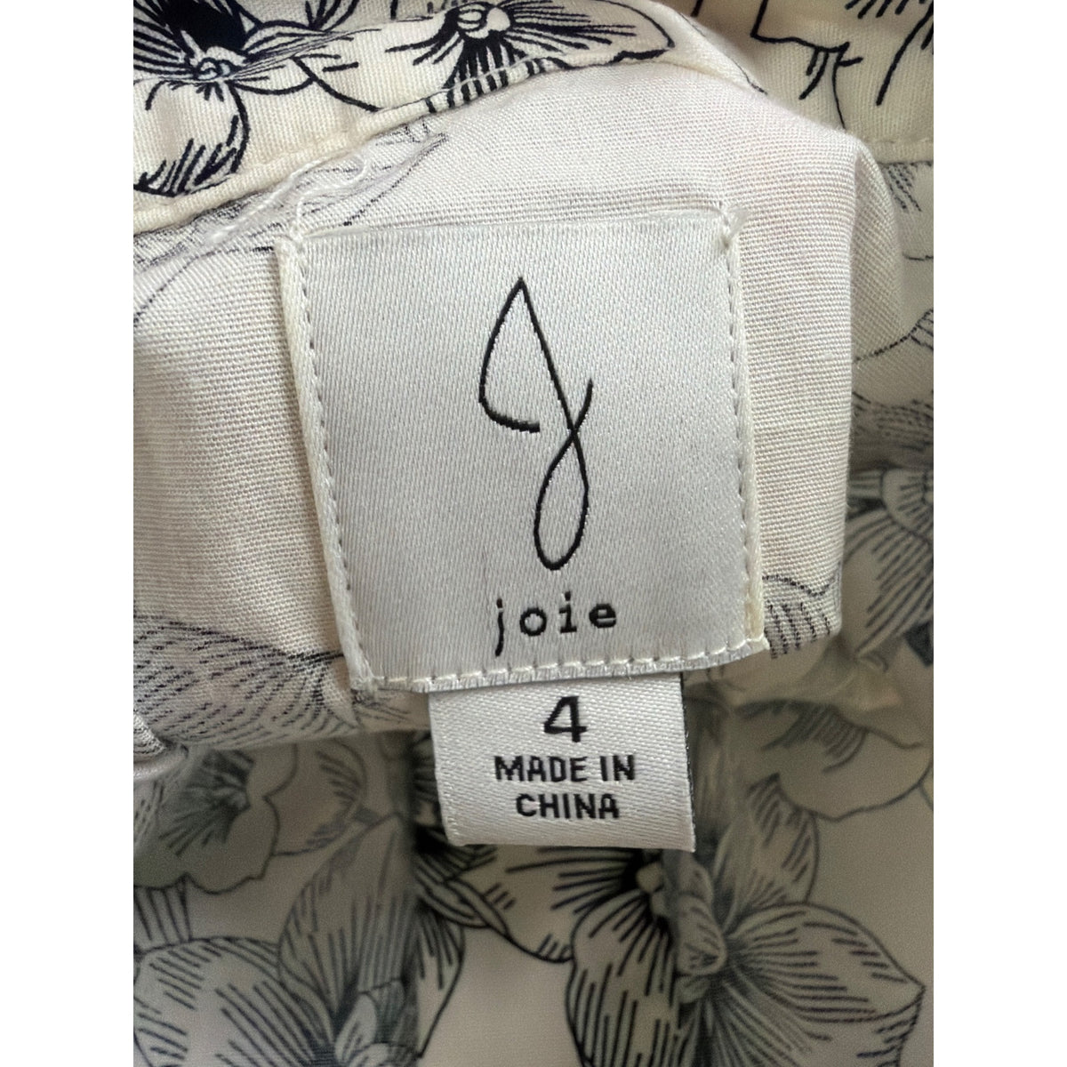 Joie Black & White Floral Dress Polyester/Button-Down/Tie Belt/Has Pockets Sz 4