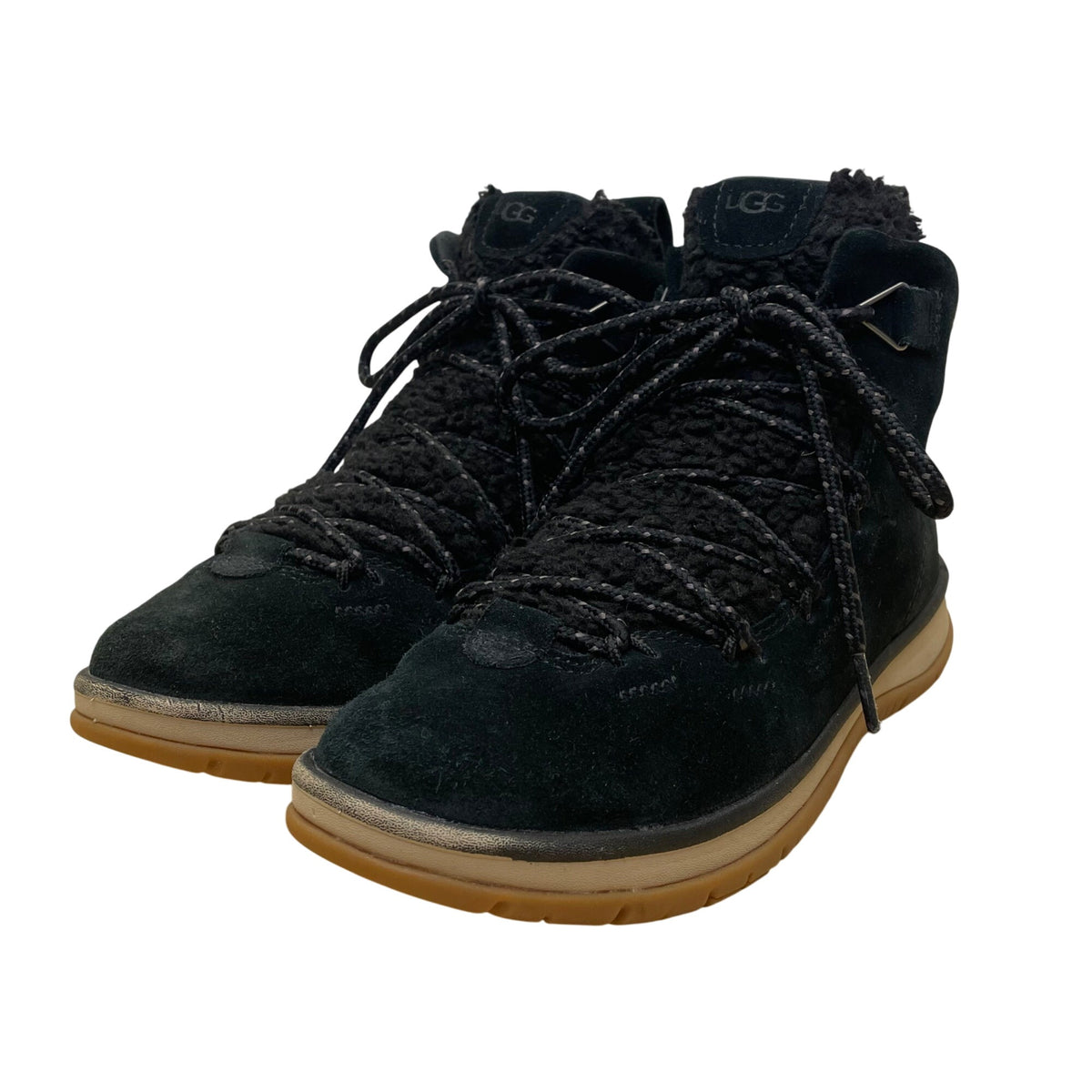 UGG Women’s Black Suede Shearling Lined Lakesider Heritage Hiking Boots Size 6.5