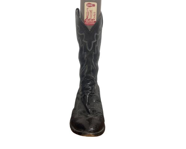 Justin Mens Black Leather Cowboy Western Boots Size 10D Stitched Style Durable