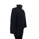 Portrait Womens Black Quilted Jacket With Zipped Closure & Adjustable Waist Sz S