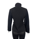 Portrait Womens Black Quilted Jacket With Zipped Closure & Adjustable Waist Sz S