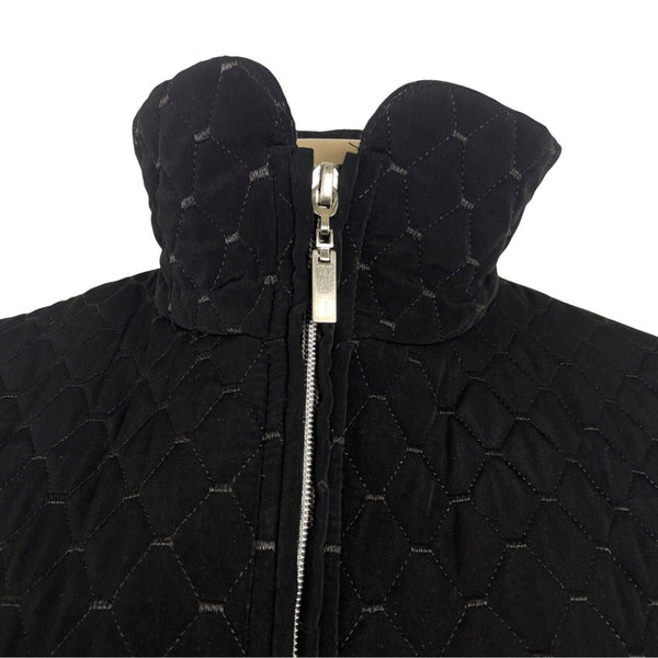Portrait Womens Black Quilted Jacket With Zipped Closure & Adjustable Waist Sz S