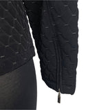 Portrait Womens Black Quilted Jacket With Zipped Closure & Adjustable Waist Sz S