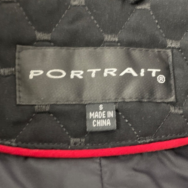 Portrait Womens Black Quilted Jacket With Zipped Closure & Adjustable Waist Sz S