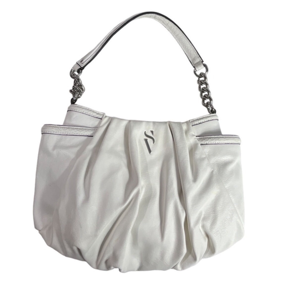 Simply Vera Women's White Ivory Shoulder Bag With Silver Tone Chain Strap Sz M