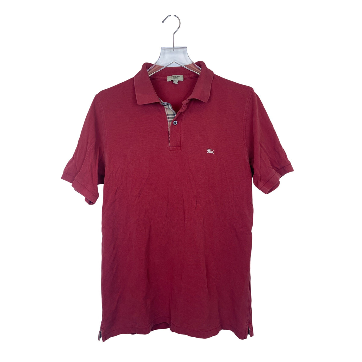 Burberry Mens Red Cotton Short Sleeve Polo Classic Fit Shirt Size M