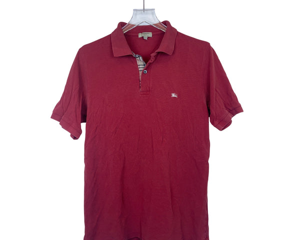 Burberry Mens Red Cotton Short Sleeve Polo Classic Fit Shirt Size M