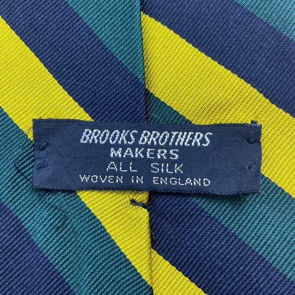 Vintage Brooks Brothers Yellow & Green Striped Silk Tie Woven In England