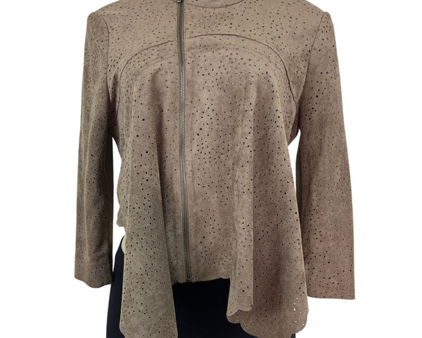 BCBGMAXAZRIA Womens Brown Crop Jacket With Zipper Closure Size S