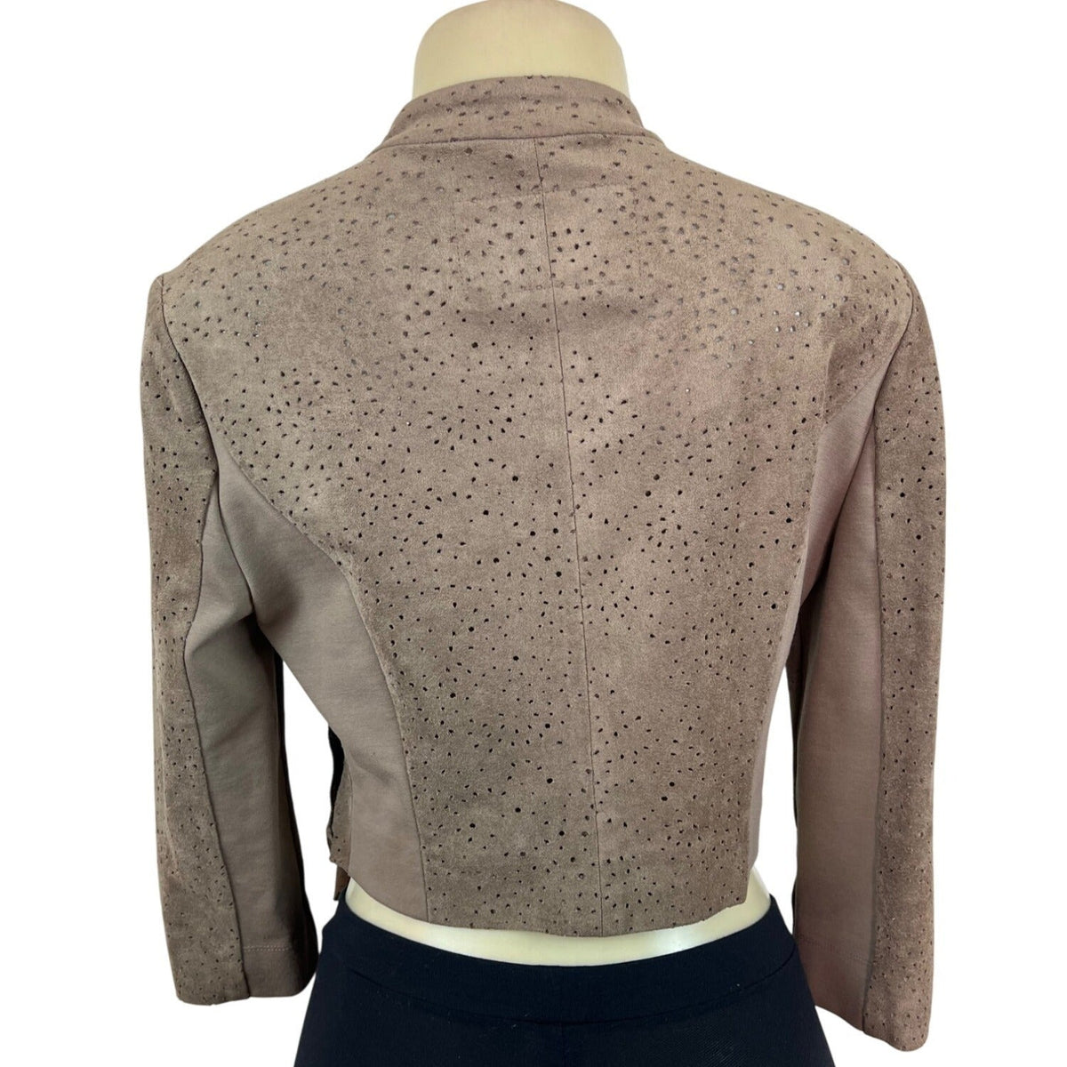 BCBGMAXAZRIA Womens Brown Crop Jacket With Zipper Closure Size S