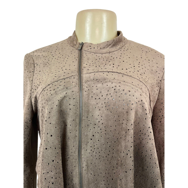 BCBGMAXAZRIA Womens Brown Crop Jacket With Zipper Closure Size S
