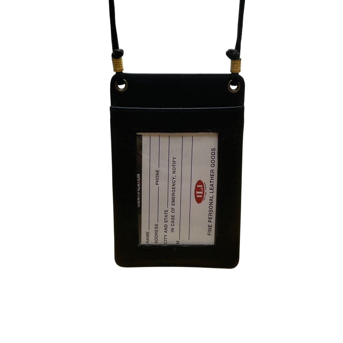 ILI Womens Black Leather Crossbody ID Holder Compact Bag