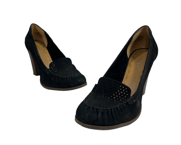 Nine West Women's Black Leather NwNarvik Loafer Pump Sz 9.5