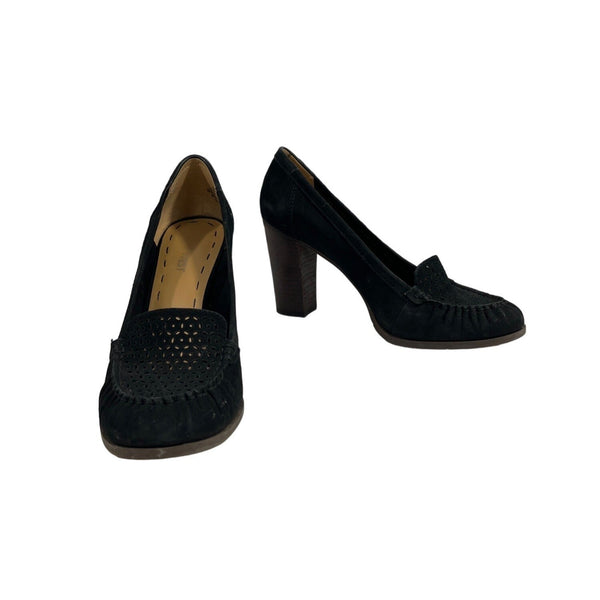 Nine West Women's Black Leather NwNarvik Loafer Pump Sz 9.5