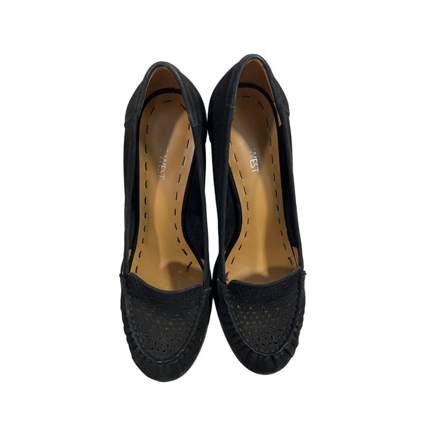 Nine West Women's Black Leather NwNarvik Loafer Pump Sz 9.5