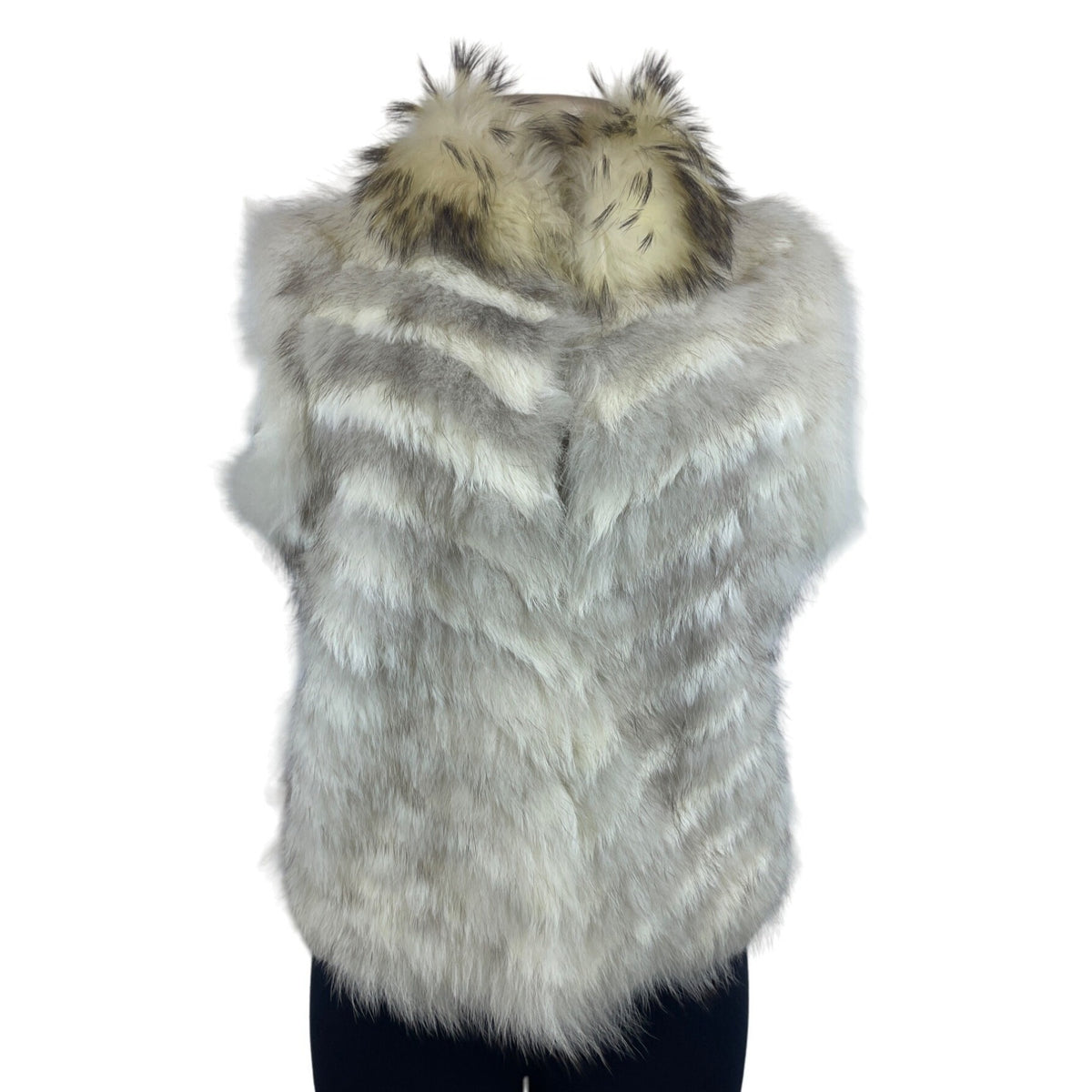 JinHwaTsai Women's White Rabbit and Fox Fur Vest Sz 11 (EUR 42)