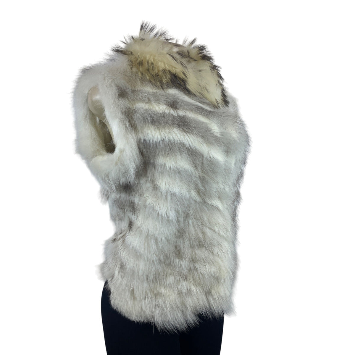 JinHwaTsai Women's White Rabbit and Fox Fur Vest Sz 11 (EUR 42)