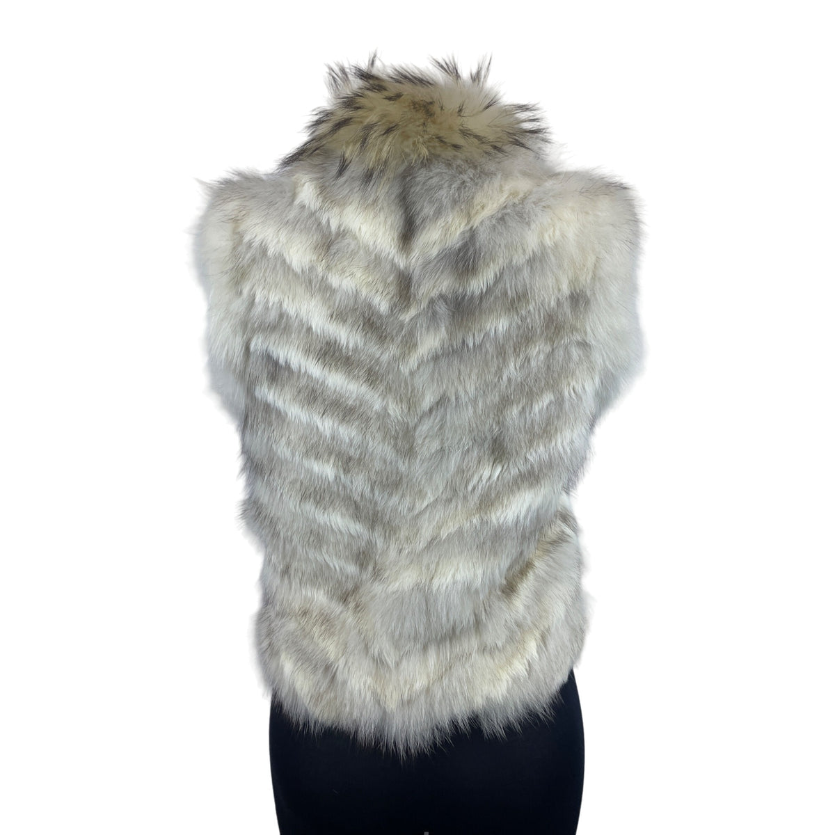 JinHwaTsai Women's White Rabbit and Fox Fur Vest Sz 11 (EUR 42)