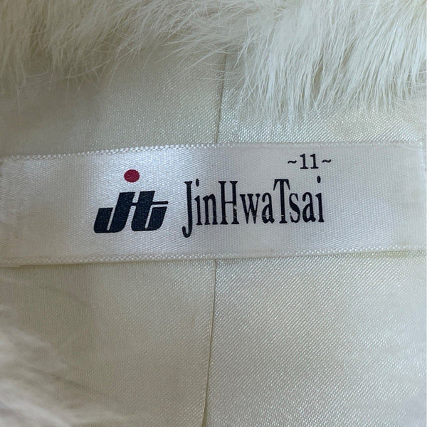 JinHwaTsai Women's White Rabbit and Fox Fur Vest Sz 11 (EUR 42)