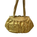 Vintage Women's Yellow Gold with Floral Embossed Pattern Evening Handbag
