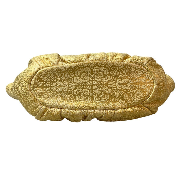 Vintage Women's Yellow Gold with Floral Embossed Pattern Evening Handbag