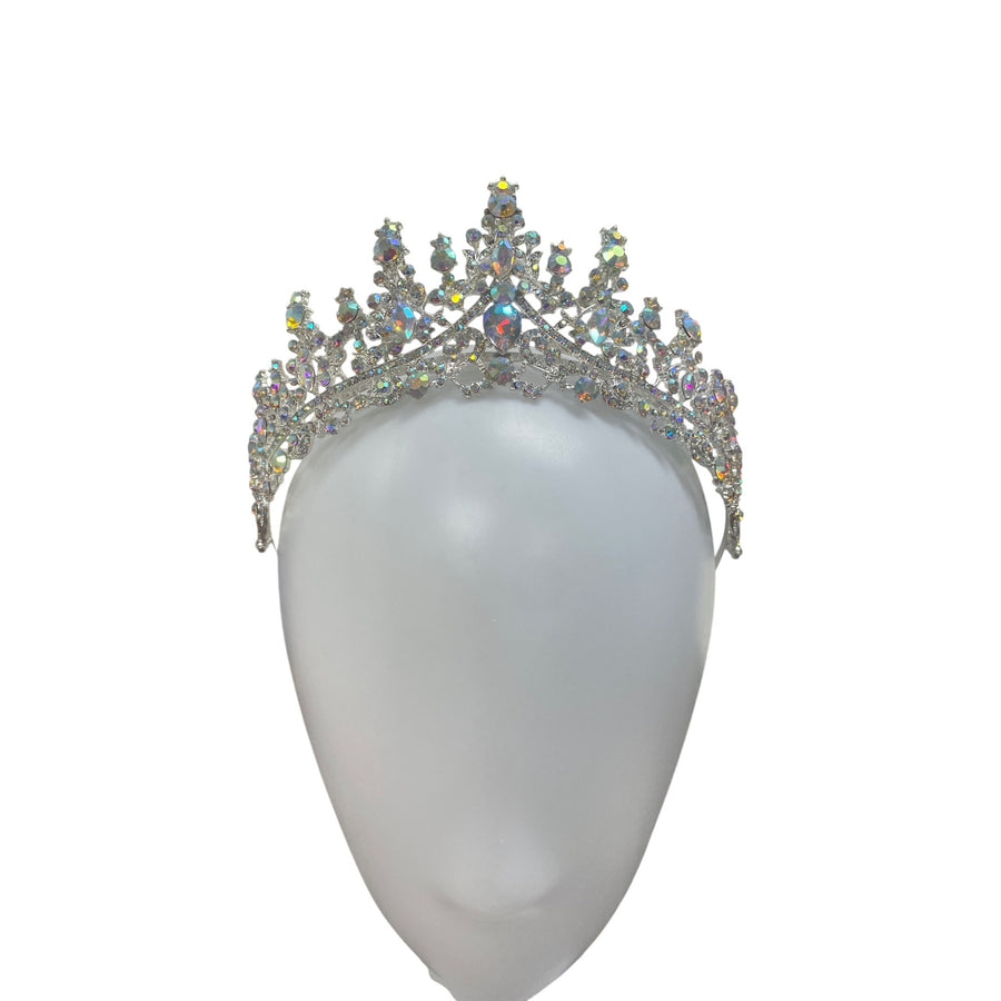 Crystal Rhinestone Tiara Crown For Women Silver Base Bridal Wedding Headpiece Sparkling Iridescent Accents Elegant And Timeless Design