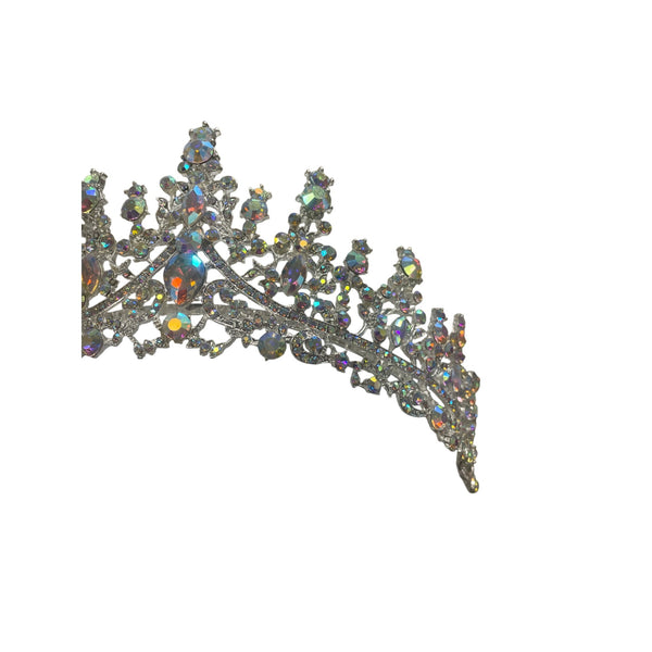 Crystal Rhinestone Tiara Crown For Women Silver Base Bridal Wedding Headpiece Sparkling Iridescent Accents Elegant And Timeless Design