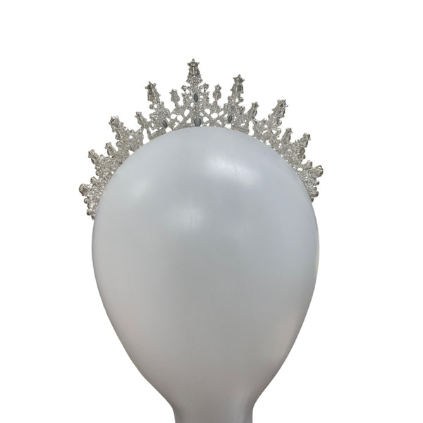Crystal Rhinestone Tiara Crown For Women Silver Base Bridal Wedding Headpiece Sparkling Iridescent Accents Elegant And Timeless Design