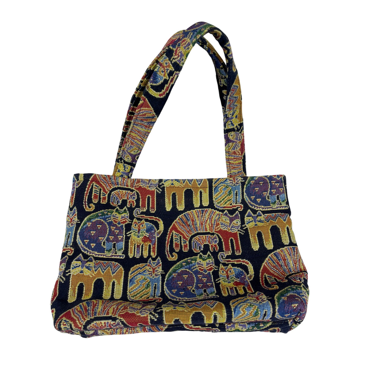 Krexcreations Womens Multicolor Cotton Tapestry Cat Print Tote Bag Durable & Spacious