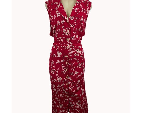 Fashion Bug Women's Floral Pattern Red Sleeveless Dress Size 26/28W - New