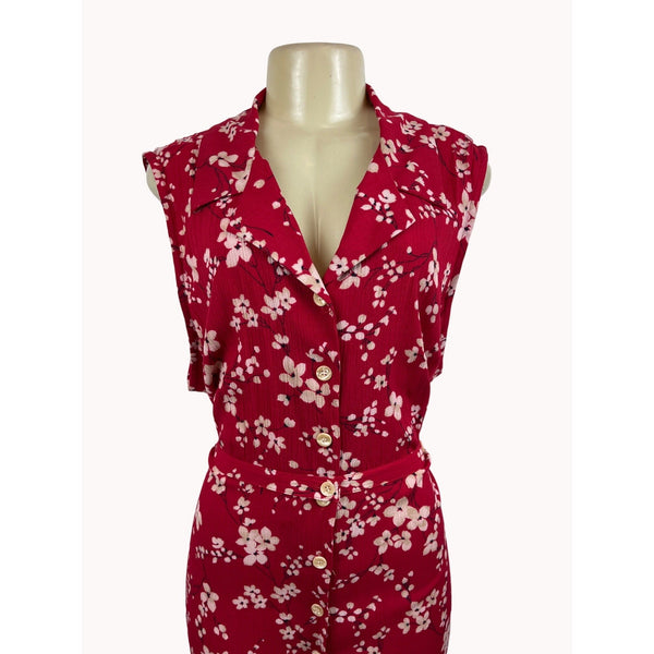 Fashion Bug Women's Floral Pattern Red Sleeveless Dress Size 26/28W - New