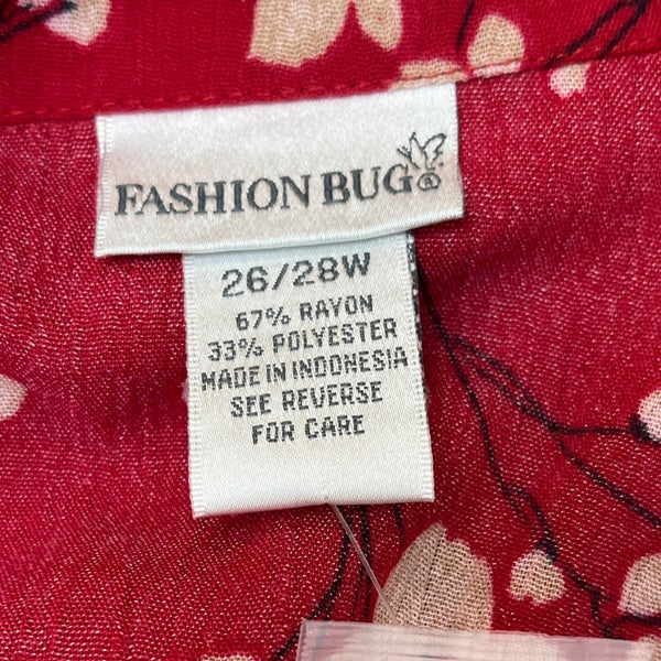 Fashion Bug Women's Floral Pattern Red Sleeveless Dress Size 26/28W - New
