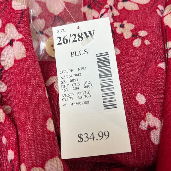 Fashion Bug Women's Floral Pattern Red Sleeveless Dress Size 26/28W - New
