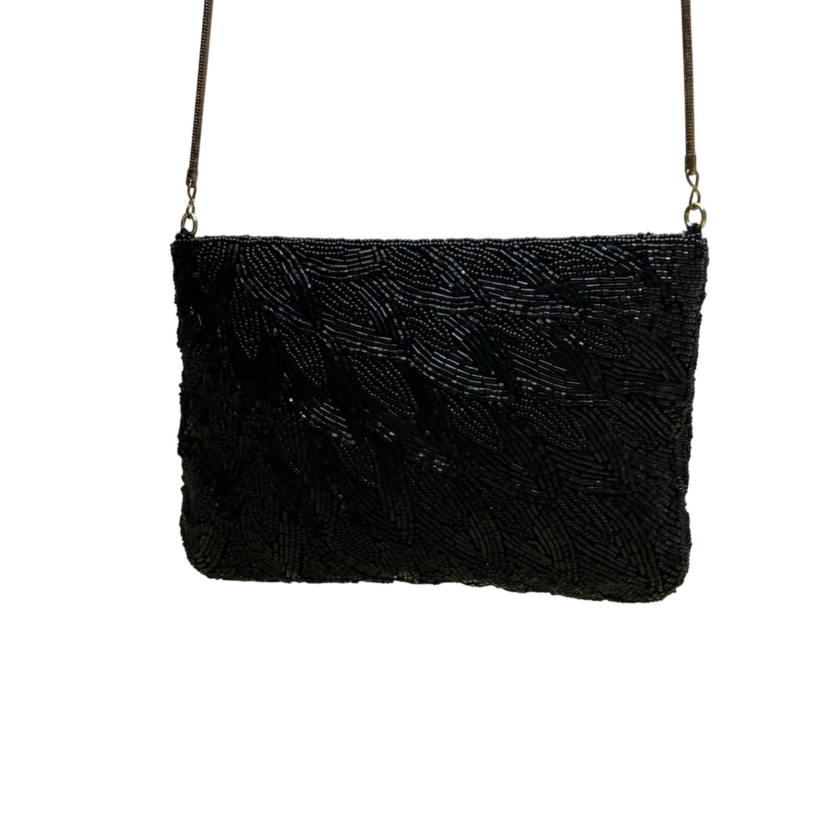 Vintage Handmade Women’s Black Beaded Elegant Crossbody Bag