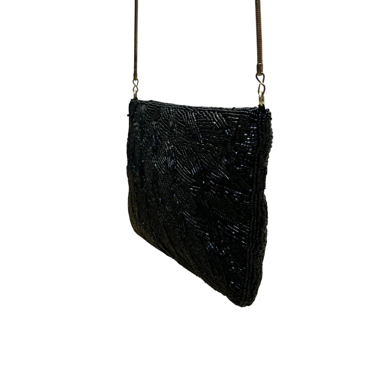 Vintage Handmade Women’s Black Beaded Elegant Crossbody Bag