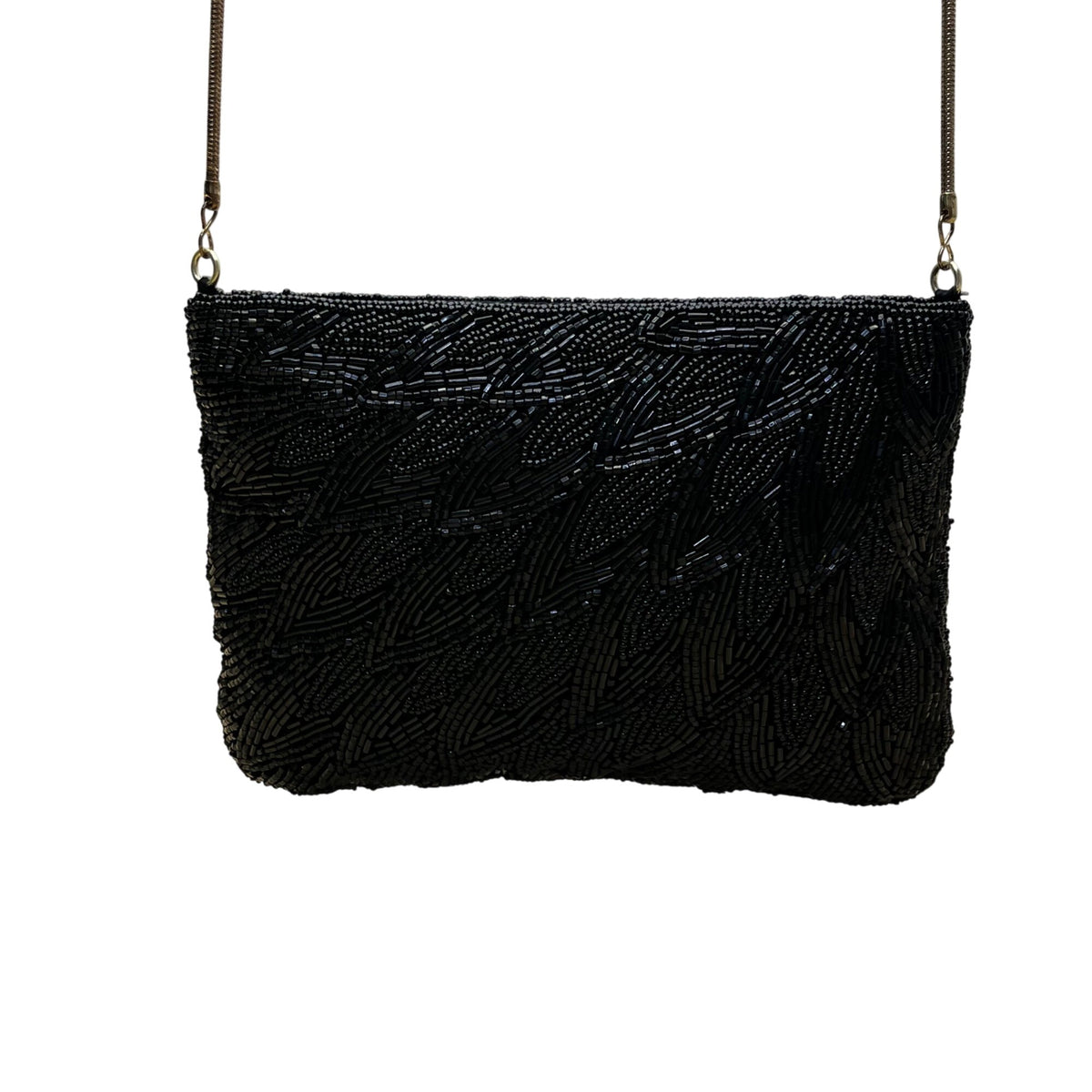 Vintage Handmade Women’s Black Beaded Elegant Crossbody Bag