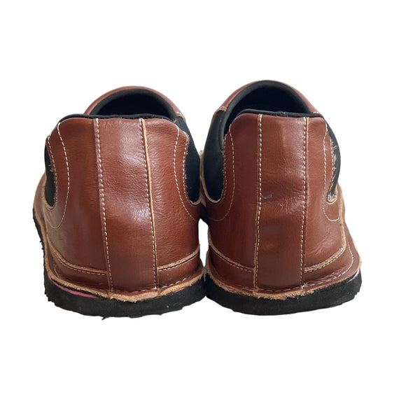 Handcrafted Men's Brown Vegan Leather Flat Slip On Shoes