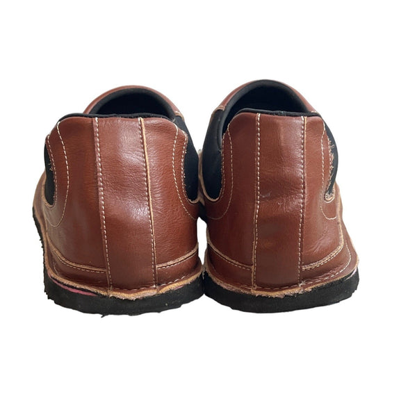 Handcrafted Men's Brown Vegan Leather Flat Slip On Shoes