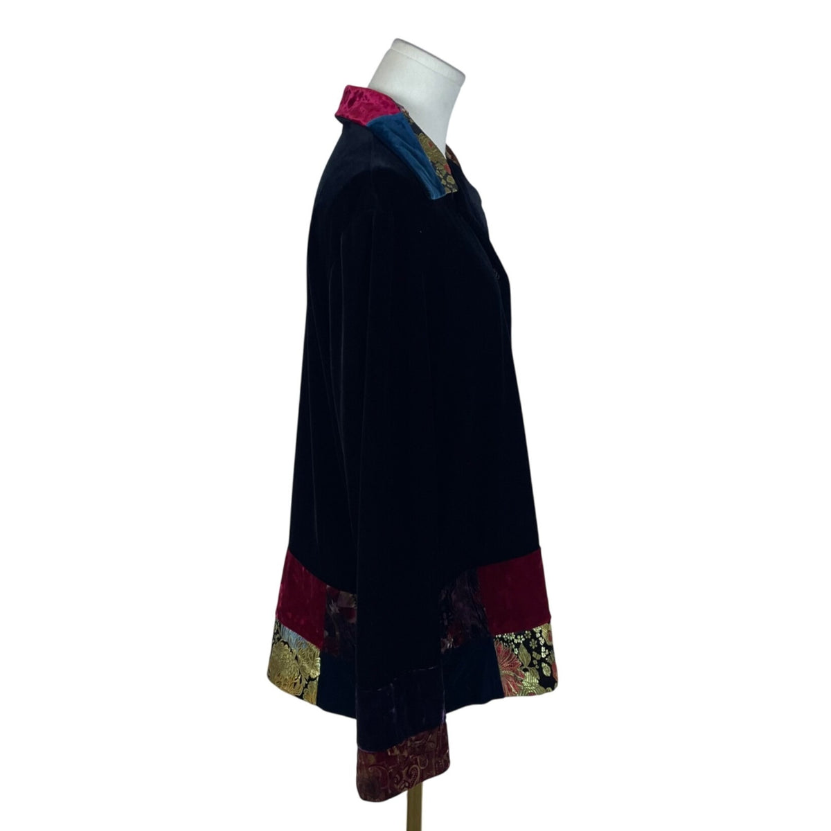 Vintage Notations Womens Black Velvet Button-Up Jacket Size  XL