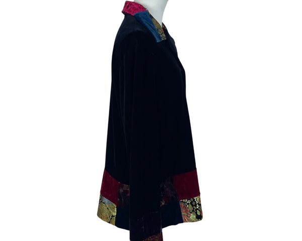 Vintage Notations Womens Black Velvet Button-Up Jacket Size  XL