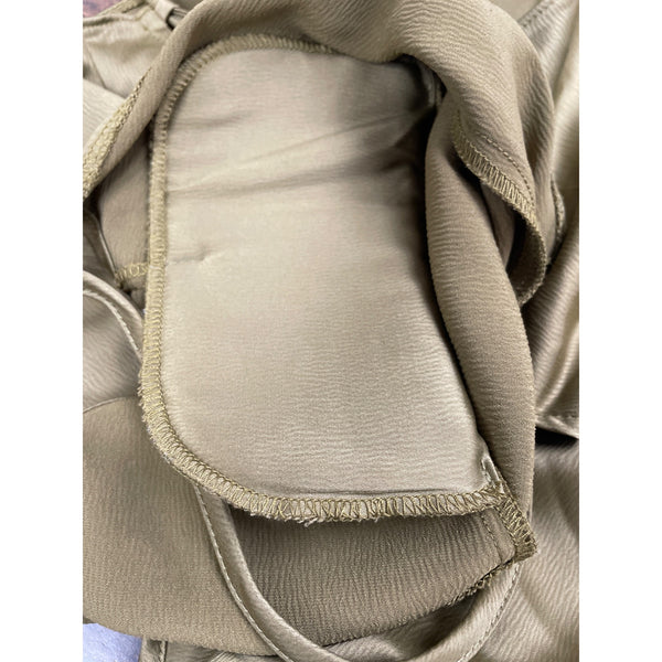 ASOS Olive Long Sleeve Satin Crop Top Open Back Tie Detail Women’s Size 8