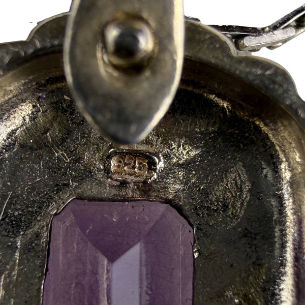 Judith Ripka Womens Amethyst Silver Tone Pendant Necklace Purple Gemstone Thailand