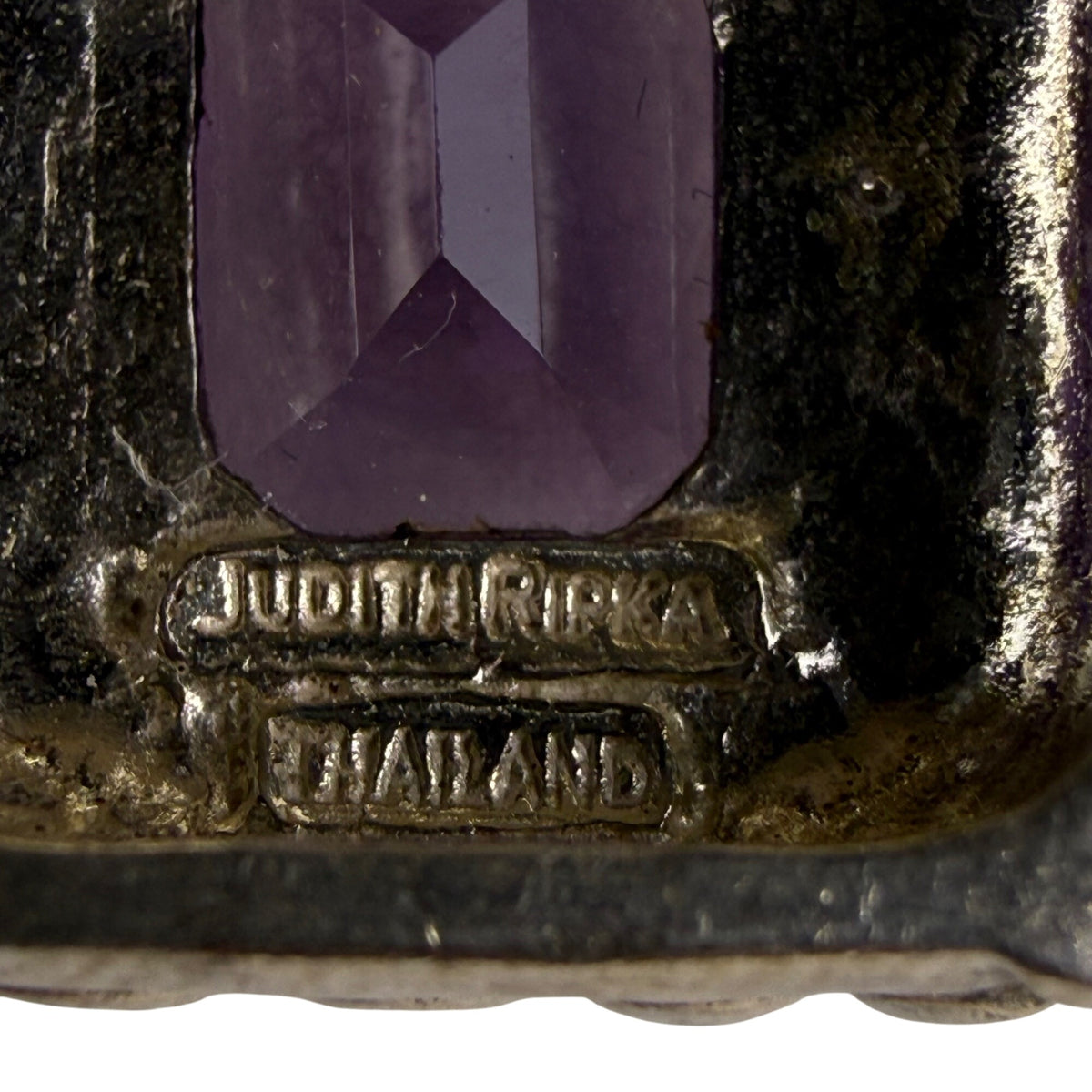 Judith Ripka Womens Amethyst Silver Tone Pendant Necklace Purple Gemstone Thailand